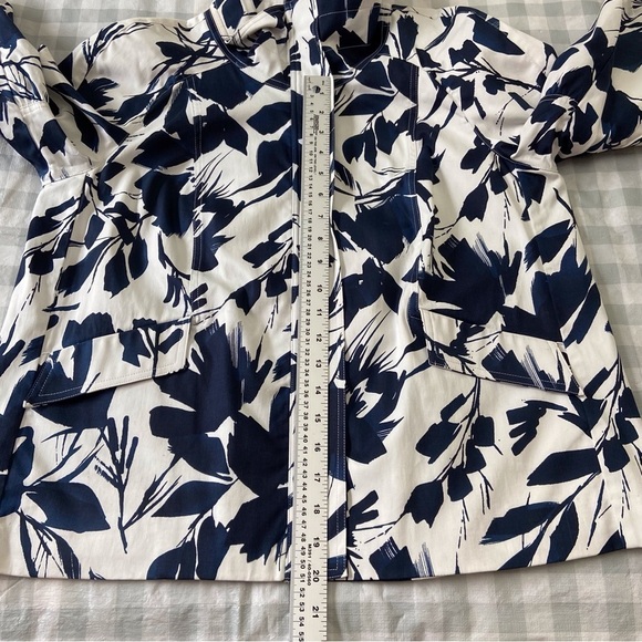 Rachel Adams blazer jacket cotton spandex white blue floral spring summer Medium - Picture 8 of 12